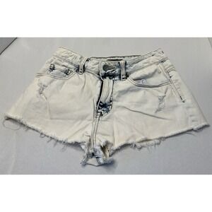 Forever 21 Womens Jean Shorts Cut Offs Beach 26 Frayed Mini Bleached‎ Distressed